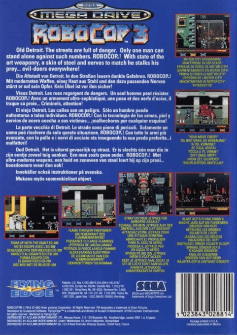 Back boxart of the game RoboCop 3 (Europe) on Sega Megadrive