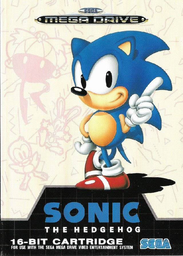 Front boxart of the game Sonic the Hedgehog (Europe) on Sega Megadrive