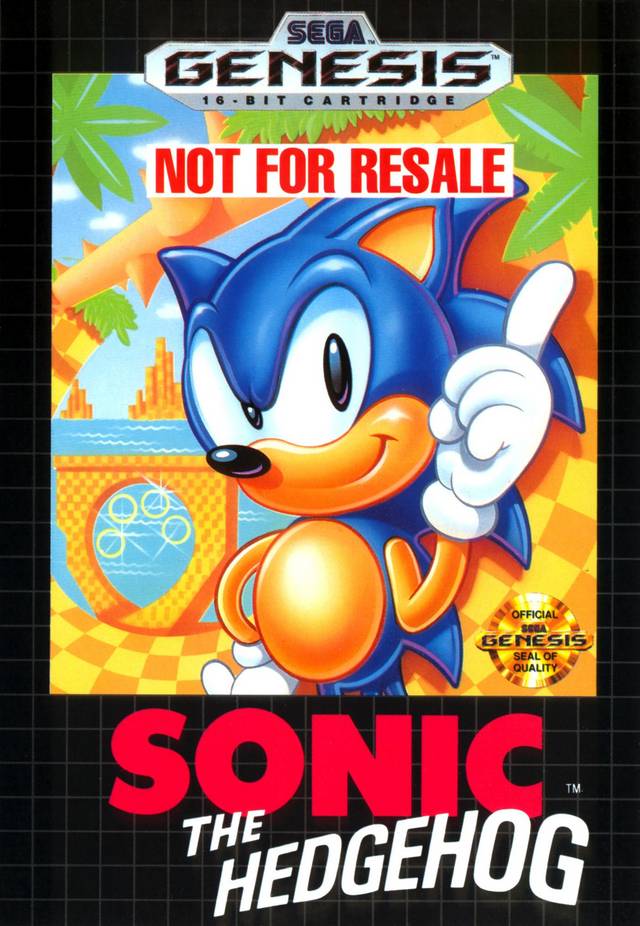 Front boxart of the game Sonic the Hedgehog (United States) on Sega Megadrive