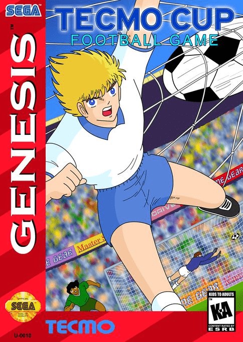 Front boxart of the game Tecmo Cup Football Game (United States) on Sega Megadrive