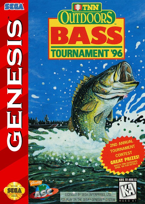 Front boxart of the game TNN Outdoors Bass Tournament '96 (United States) on Sega Megadrive