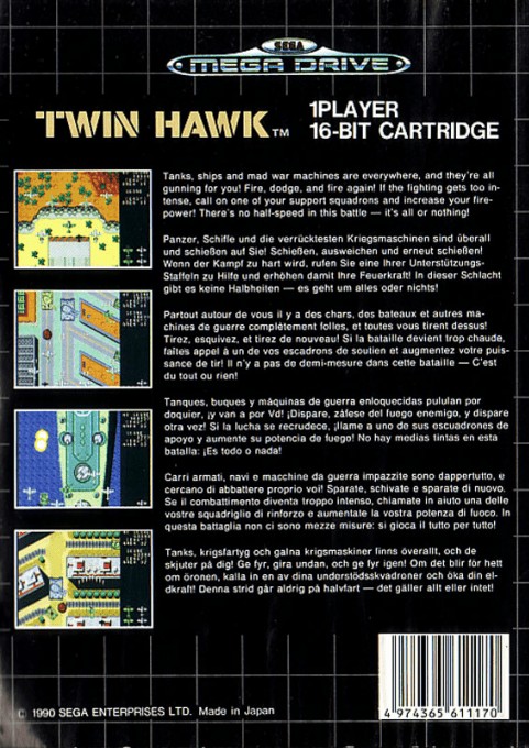 Back boxart of the game Twin Hawk (Europe) on Sega Megadrive