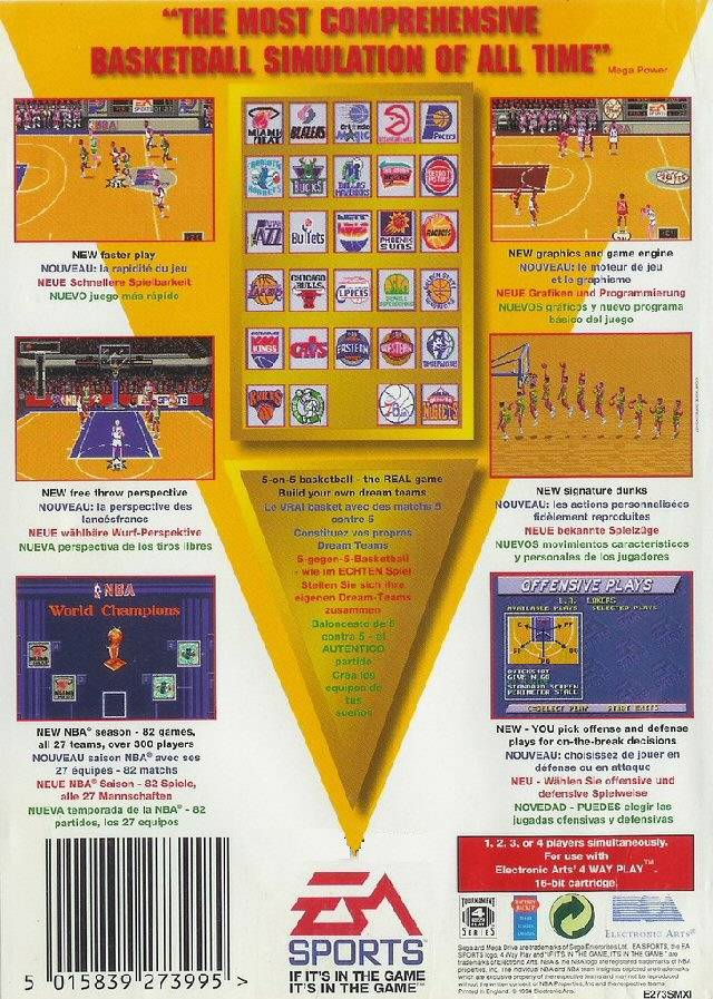 Back boxart of the game NBA Showdown (Europe) on Sega Megadrive