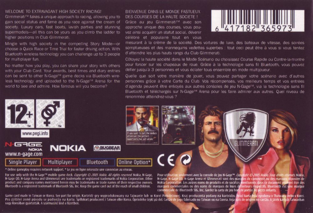 Back boxart of the game Glimmerati (Europe) on Nokia N-Gage