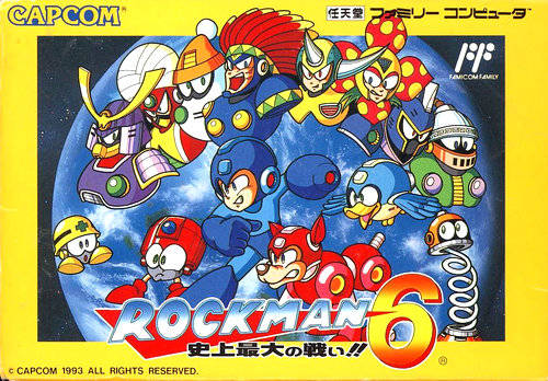 Front boxart of the game RockMan 6 - Shijou Saidai no Tatakai!! (Japan) on Nintendo NES