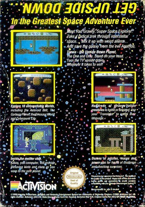 Back boxart of the game Adventures of Rad Gravity, The (Australia) on Nintendo NES