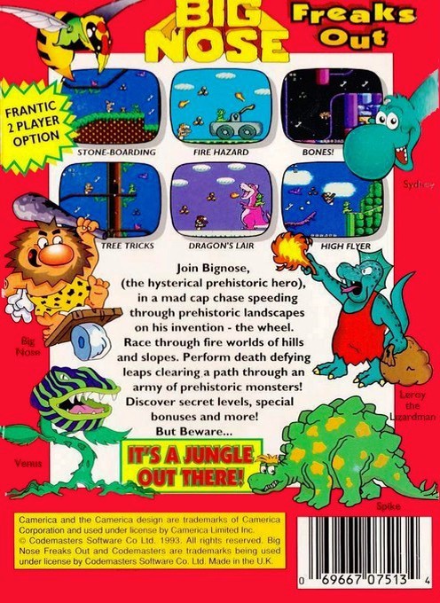 Back boxart of the game Big Nose Freaks Out (United States) on Nintendo NES
