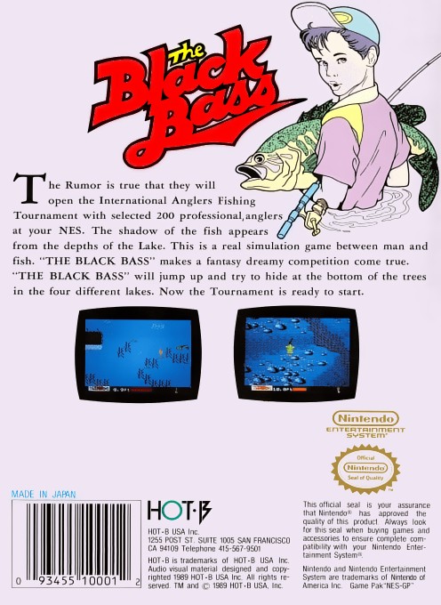 Back boxart of the game Black Bass, The (United States) on Nintendo NES