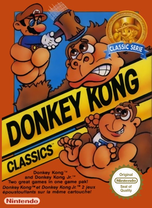 Front boxart of the game Donkey Kong Classics (Europe) on Nintendo NES