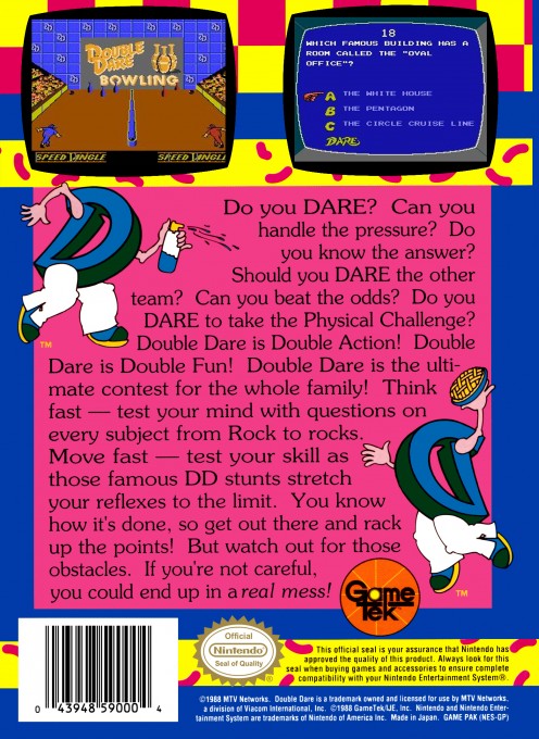 Back boxart of the game Double Dare (United States) on Nintendo NES