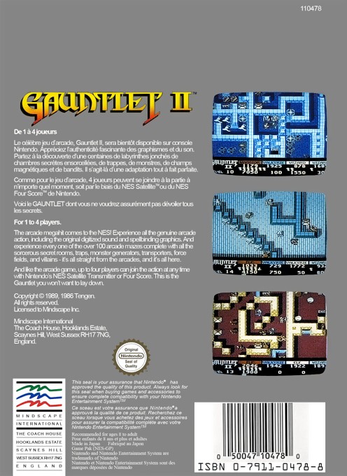 Back boxart of the game Gauntlet II (Europe) on Nintendo NES