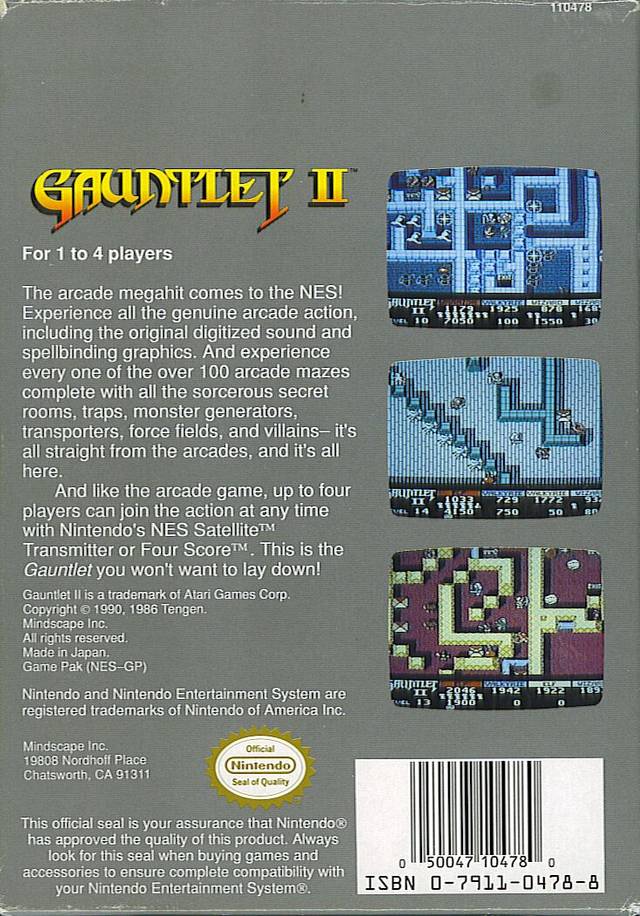 Back boxart of the game Gauntlet II (United States) on Nintendo NES