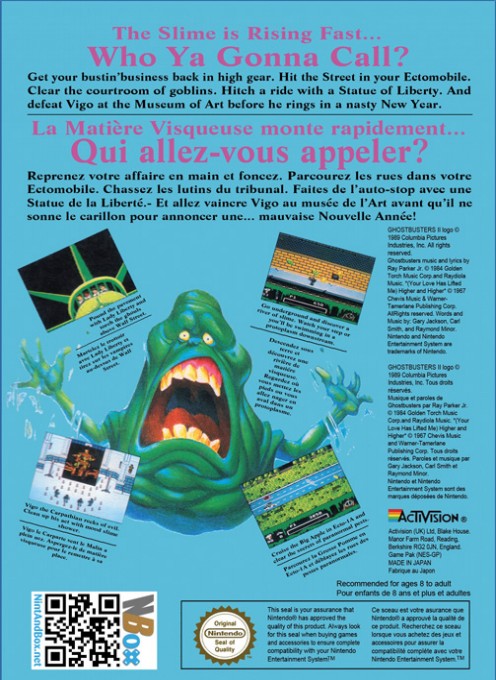 Back boxart of the game Ghostbusters II (Europe) on Nintendo NES