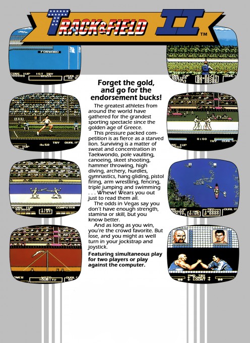 Back boxart of the game Track & Field II (Europe) on Nintendo NES