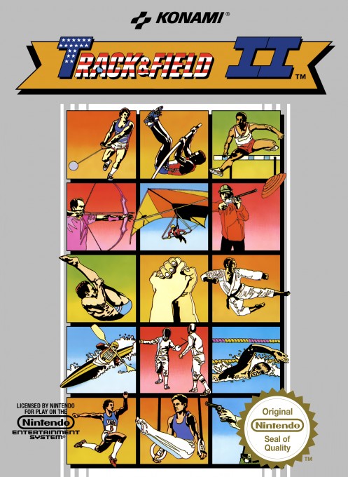 Front boxart of the game Track & Field II (Europe) on Nintendo NES