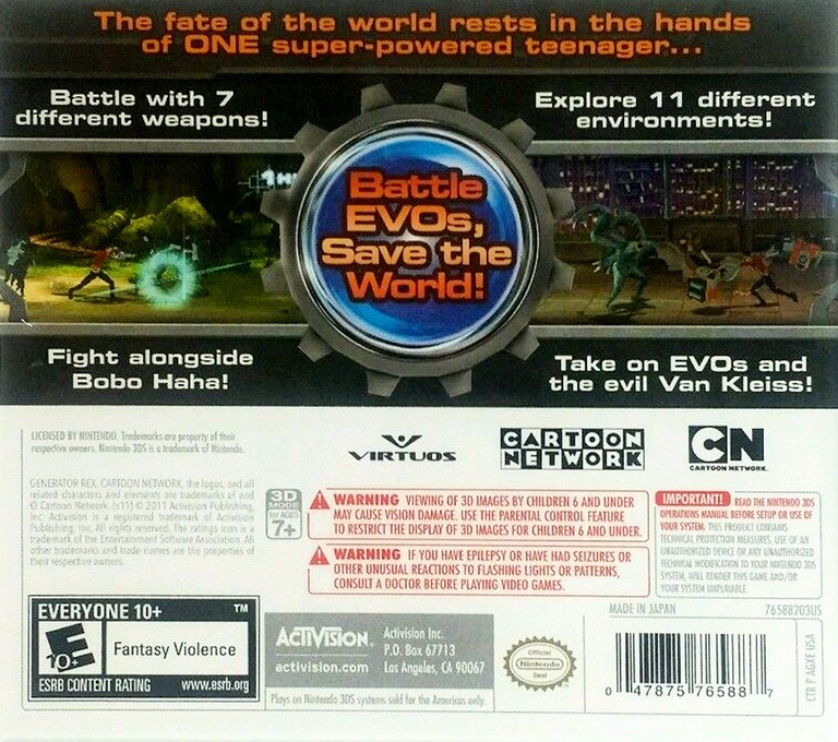 Back boxart of the game Generator Rex - Agent of Providence (United States) on Nintendo 3DS