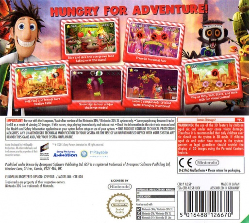 Back boxart of the game Cloudy with a Chance of Meatballs 2 (Europe) on Nintendo 3DS