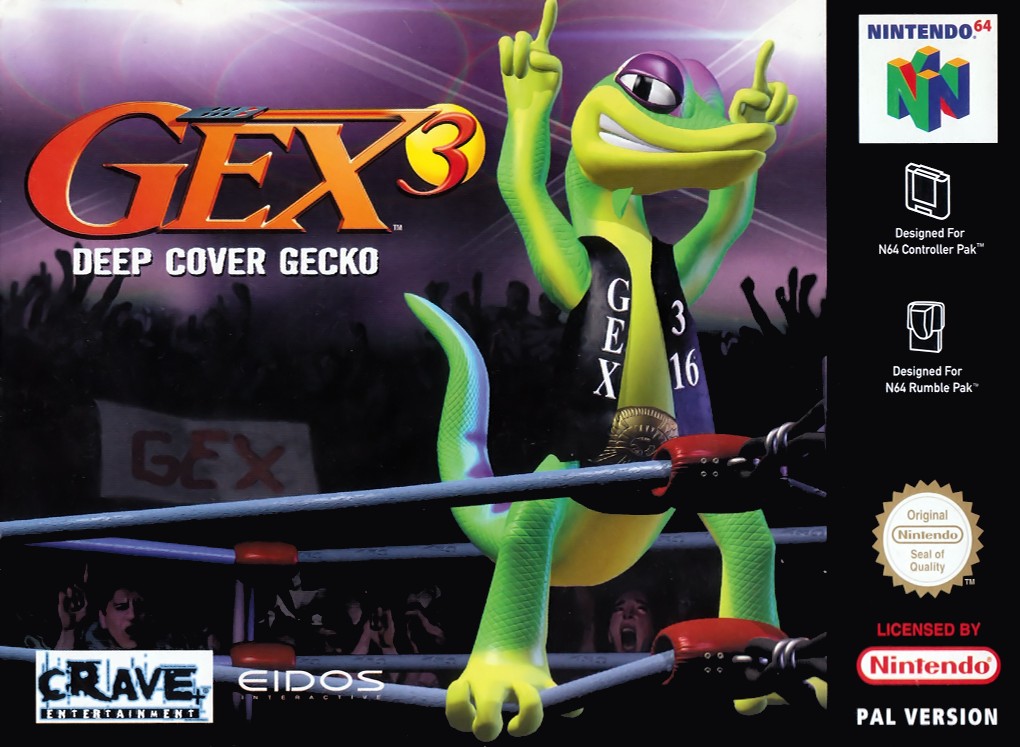 Front boxart of the game Gex 3 - Deep Cover Gecko (Europe) on Nintendo 64