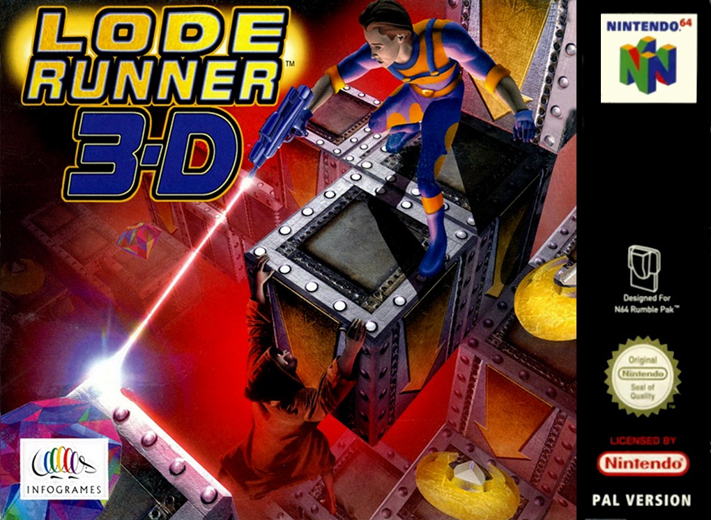 Front boxart of the game Lode Runner 3-D (Europe) on Nintendo 64