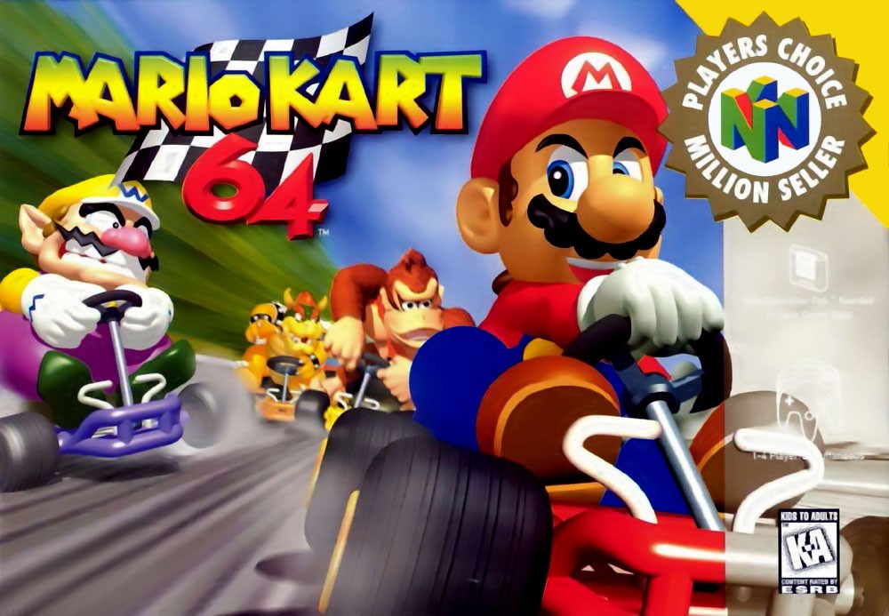 Front boxart of the game Mario Kart 64 (United States) on Nintendo 64