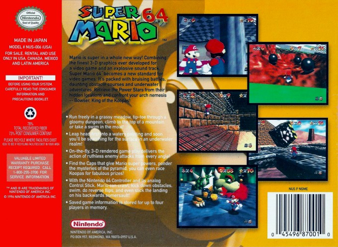 Super Mario 64 boxarts for Nintendo 64 - The Video Games Museum