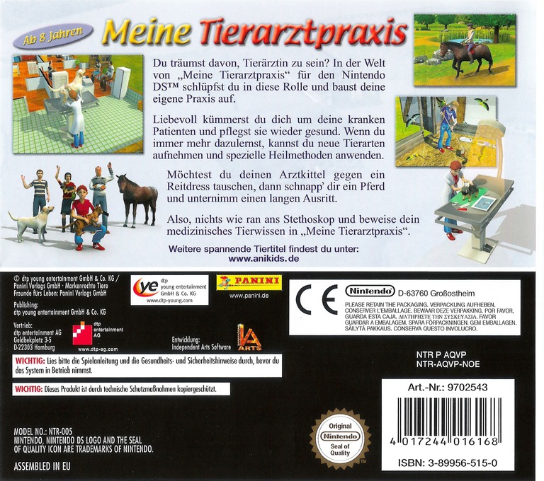 Back boxart of the game Meine Tierarztpraxis (Germany) on Nintendo DS
