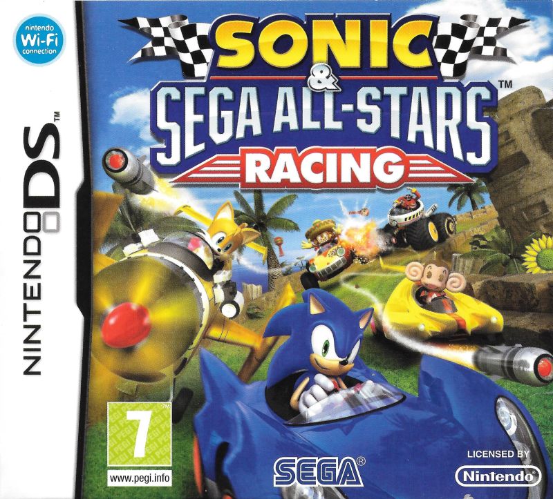 Front boxart of the game Sonic & Sega All-Stars Racing (Europe) on Nintendo DS