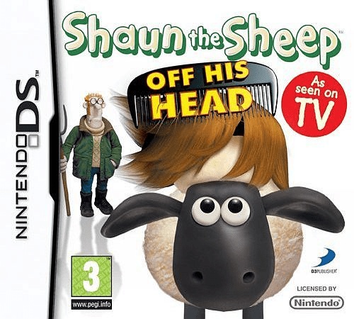 Front boxart of the game Shaun the Sheep - Off His Head (Europe) on Nintendo DS