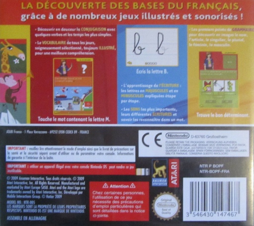 Back boxart of the game Mon Premier Bescherelle (France) on Nintendo DS