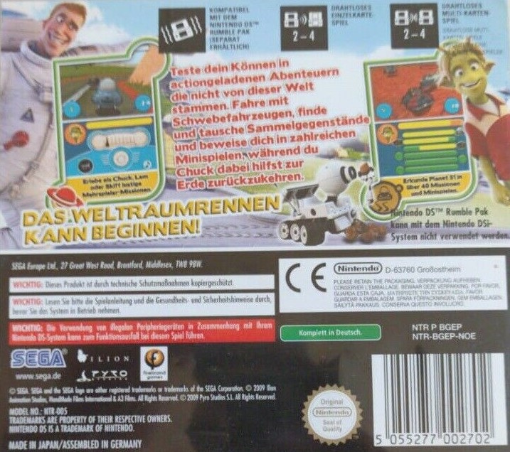 Back boxart of the game Planet 51 The Game (Germany) on Nintendo DS
