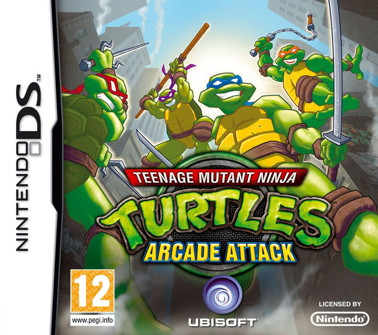 Front boxart of the game Teenage Mutant Ninja Turtles - Arcade Attack (Europe) on Nintendo DS