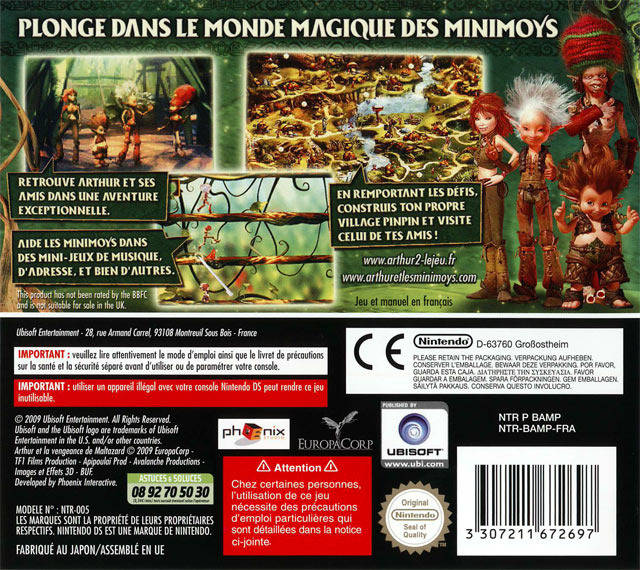 Back boxart of the game Arthur and the Revenge of Maltazard (Europe) on Nintendo DS