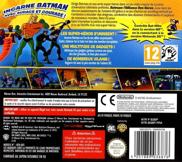 Back boxart of the game Batman - The Brave and the Bold - The Videogame (Europe) on Nintendo DS