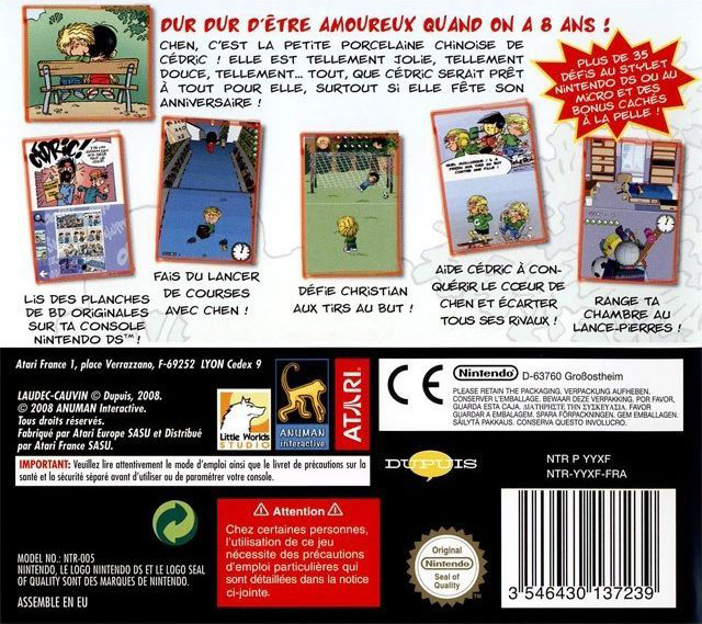 Back boxart of the game Cédric - L'Anniversaire de Chen (France) on Nintendo DS