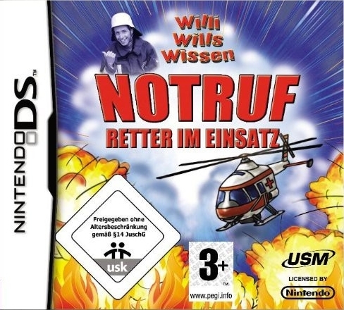 Front boxart of the game Willi Wills Wissen - Notruf - Retter im Einsatz (Europe) on Nintendo DS