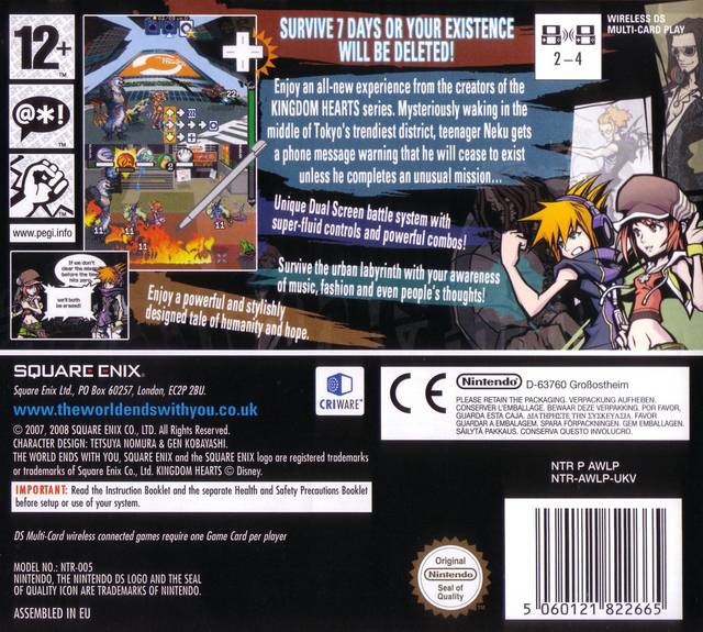 Back boxart of the game World Ends with You, The (Europe) on Nintendo DS