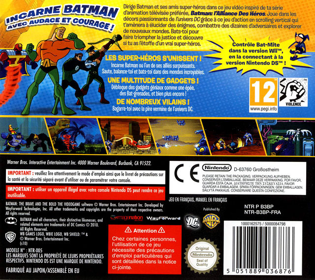 Back boxart of the game Batman - L'Alliance des Héros le Jeu Vidéo (France) on Nintendo DS