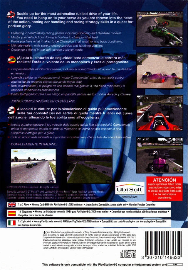 Back boxart of the game Racing Simulation 3 (Europe) on Sony Playstation 2