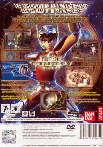 Back boxart of the game Saint Seiya - The Sanctuary (Europe) on Sony Playstation 2