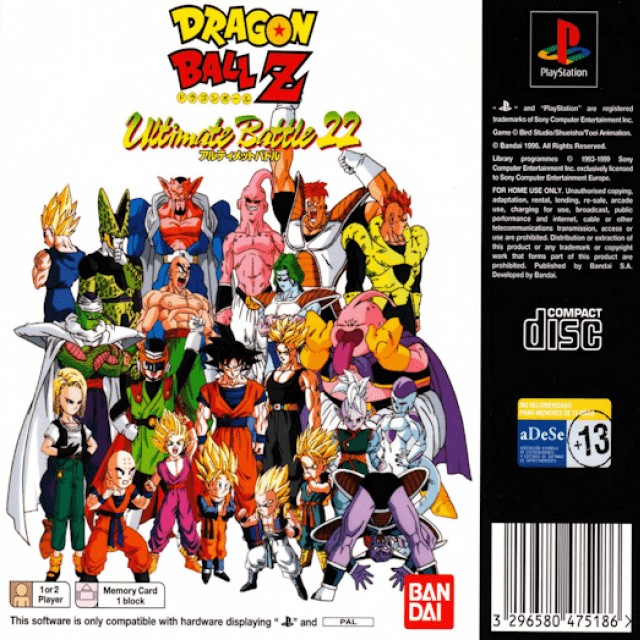 Back boxart of the game Dragon Ball Z - Ultimate Battle 22 (Europe) on Sony Playstation