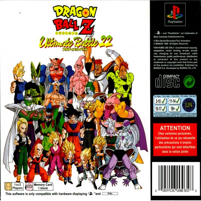 Back boxart of the game Dragon Ball Z - Ultimate Battle 22 (France) on Sony Playstation