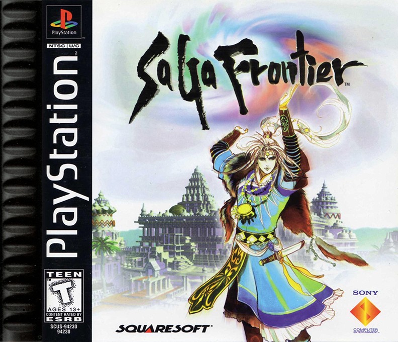 Front boxart of the game SaGa Frontier (United States) on Sony Playstation