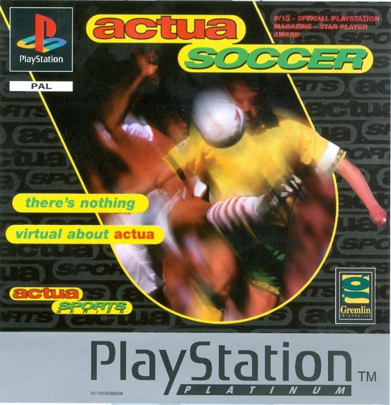 Front boxart of the game Actua Soccer (Europe) on Sony Playstation