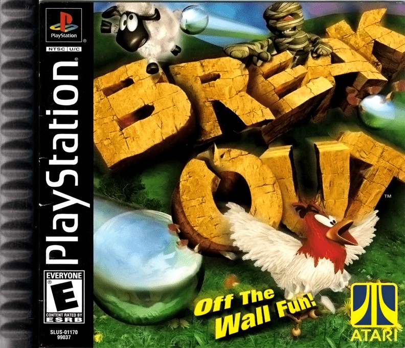 Front boxart of the game Breakout (United States) on Sony Playstation