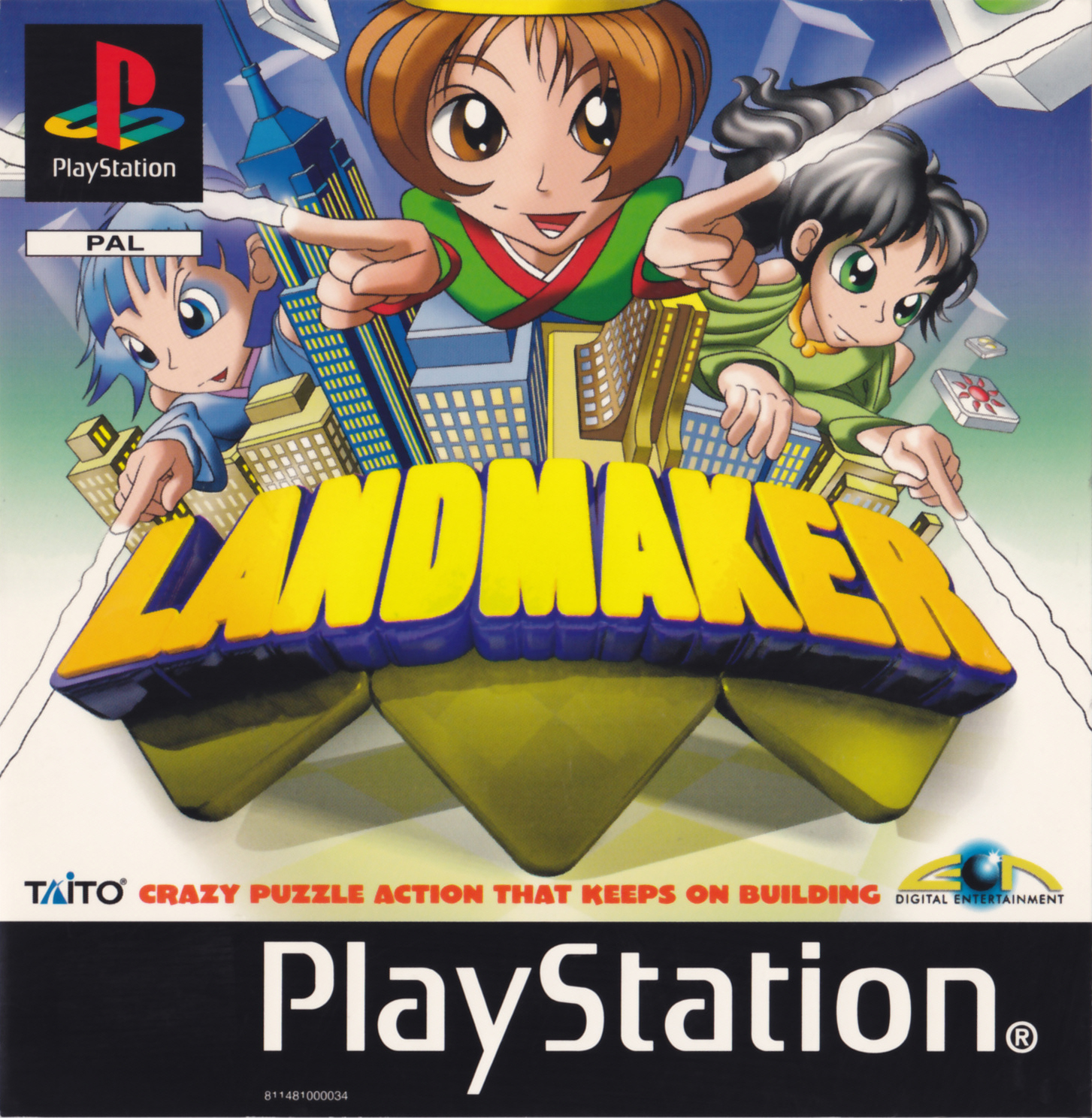 Front boxart of the game LandMaker (Europe) on Sony Playstation