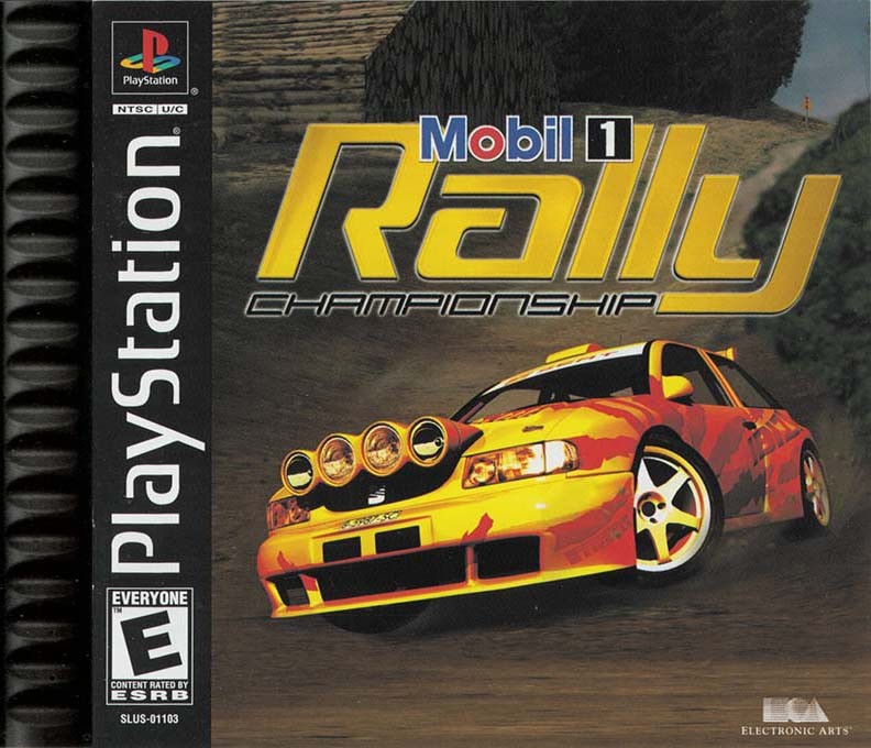 Front boxart of the game Mobil 1 Rally Championship (United States) on Sony Playstation