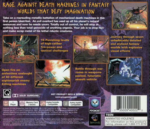 Back boxart of the game Shadow Master (United States) on Sony Playstation