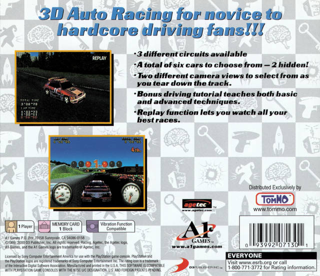 Back boxart of the game Racing (United States) on Sony Playstation