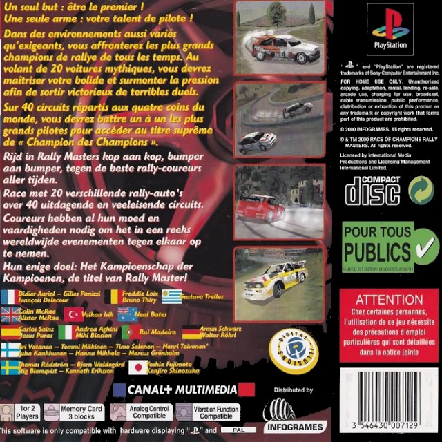 Back boxart of the game Michelin Rally Masters - Race of Champions (Europe) on Sony Playstation