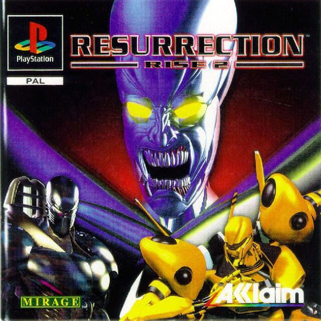 Front boxart of the game Rise 2 - Resurrection (Europe) on Sony Playstation